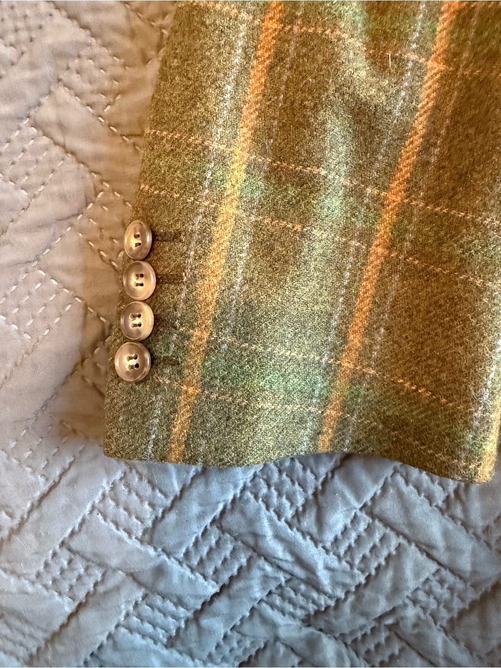 Ermenegildo Zegna Green Plaid Sport Coat with Tan & Orange Windowpane - Picture 6 of 15